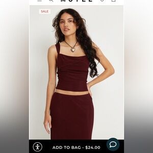 Motel Rocks Sambu Crop Top In Mesh Burgundy